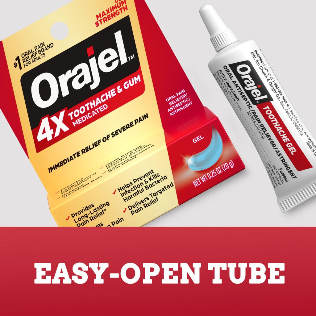 Orajel 4X for Toothache & Gum Pain: Severe Cream Tube 0.33oz- From Oral Pain Relief Brand - Maple Wellness Supplements