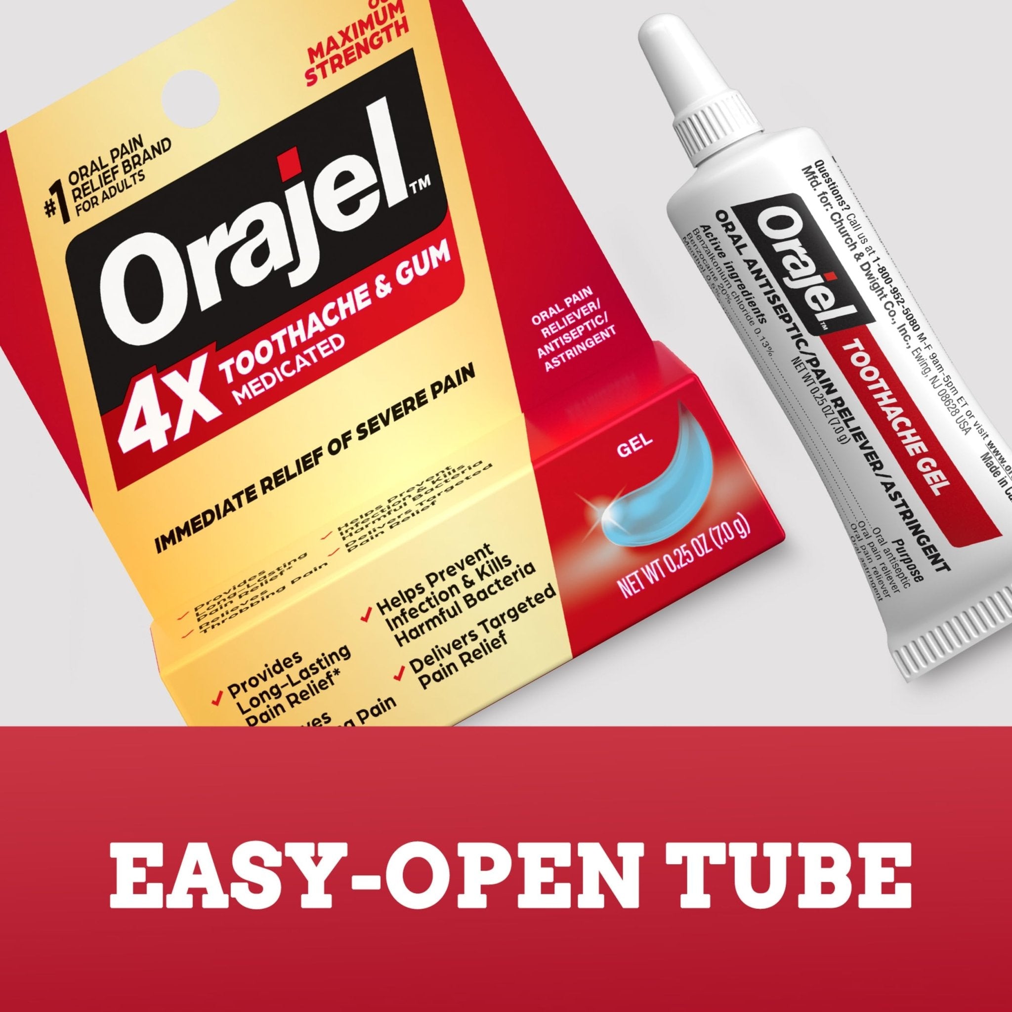 Orajel 4X for Toothache & Gum Pain: Severe Cream Tube 0.33oz- From Oral Pain Relief Brand - Maple Wellness Supplements
