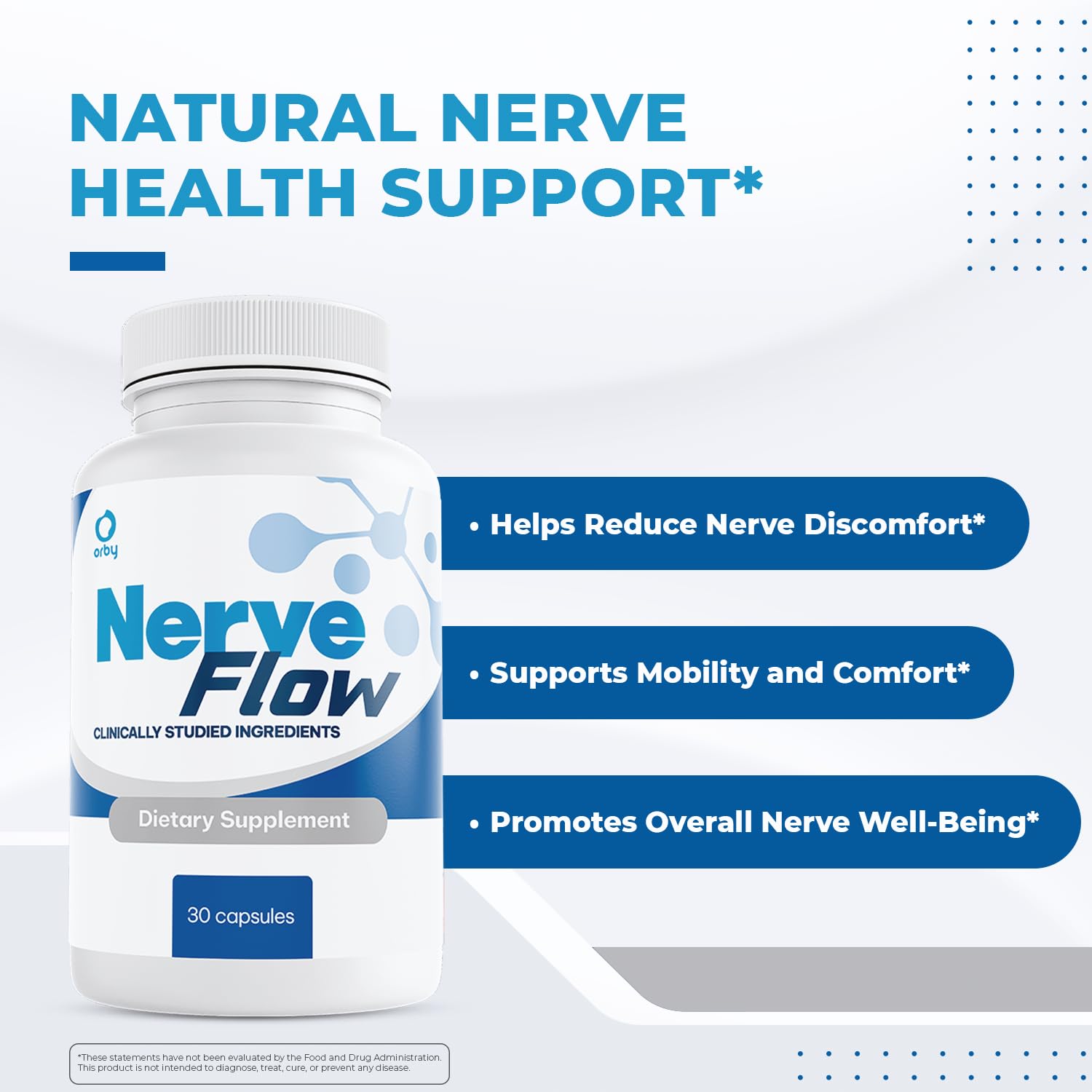 Orby NerveFlow – Natural Daily Wellness Supplement with Magnesium, Turmeric & CoQ10 – Non-GMO, GMP Certified, Made in USA – 30 Capsules, 1 Month Supply - TrustMedUSA