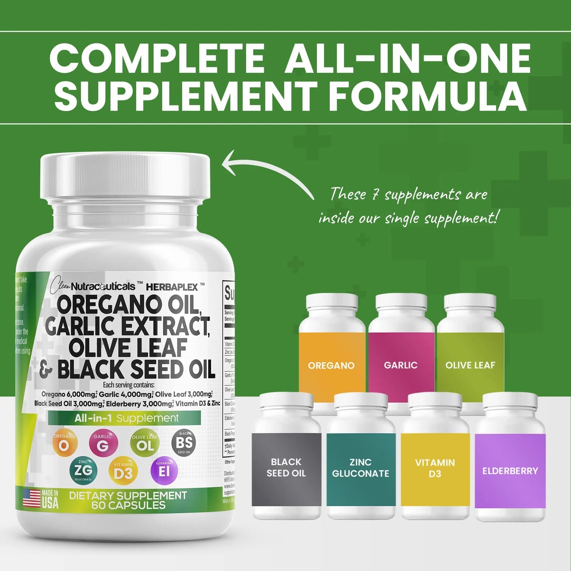 Oregano Oil 6000mg Garlic Extract 4000mg Olive Leaf 3000mg Black Seed - TrustMedUSA