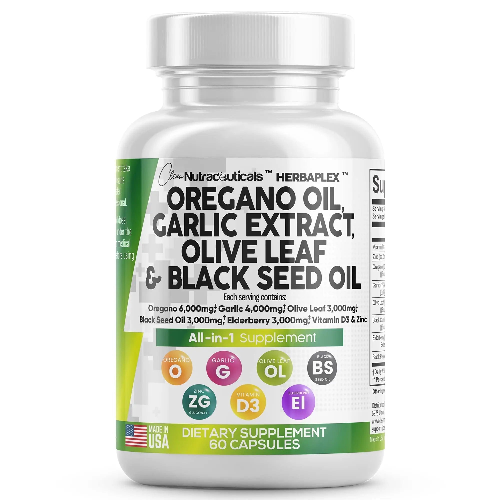 Oregano Oil 6000mg Garlic Extract 4000mg Olive Leaf 3000mg Black Seed - TrustMedUSA
