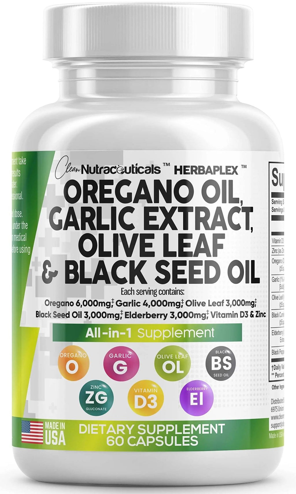 Oregano Oil 6000mg Garlic Extract 4000mg Olive Leaf 3000mg Black Seed - TrustMedUSA