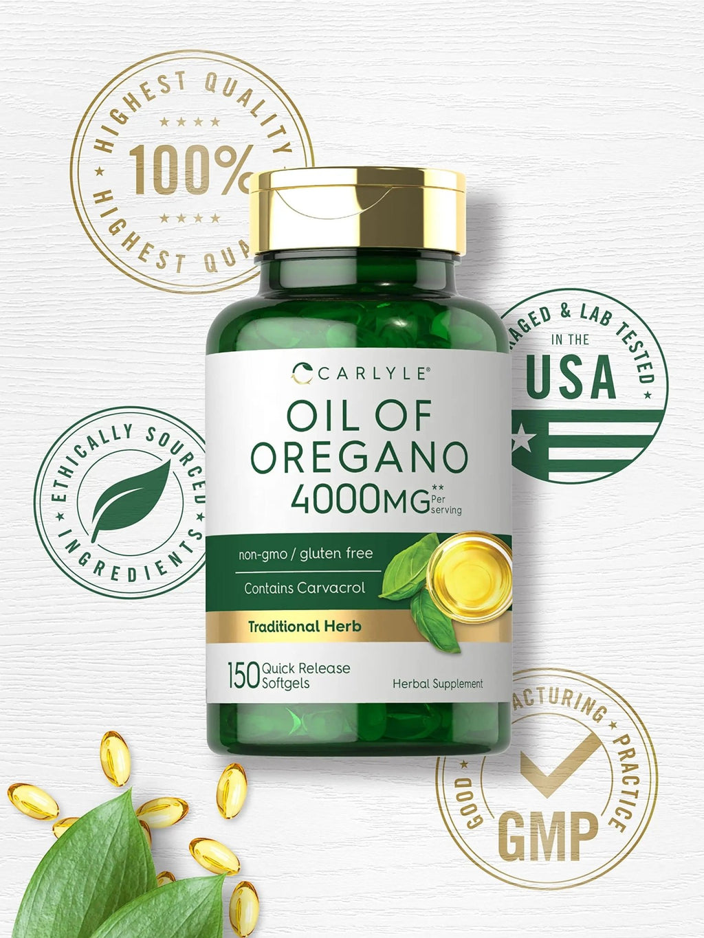 Oregano Oil Extract | Max Potency | 150 Softgel Capsules | Non-GMO and Gluten - TrustMedUSA