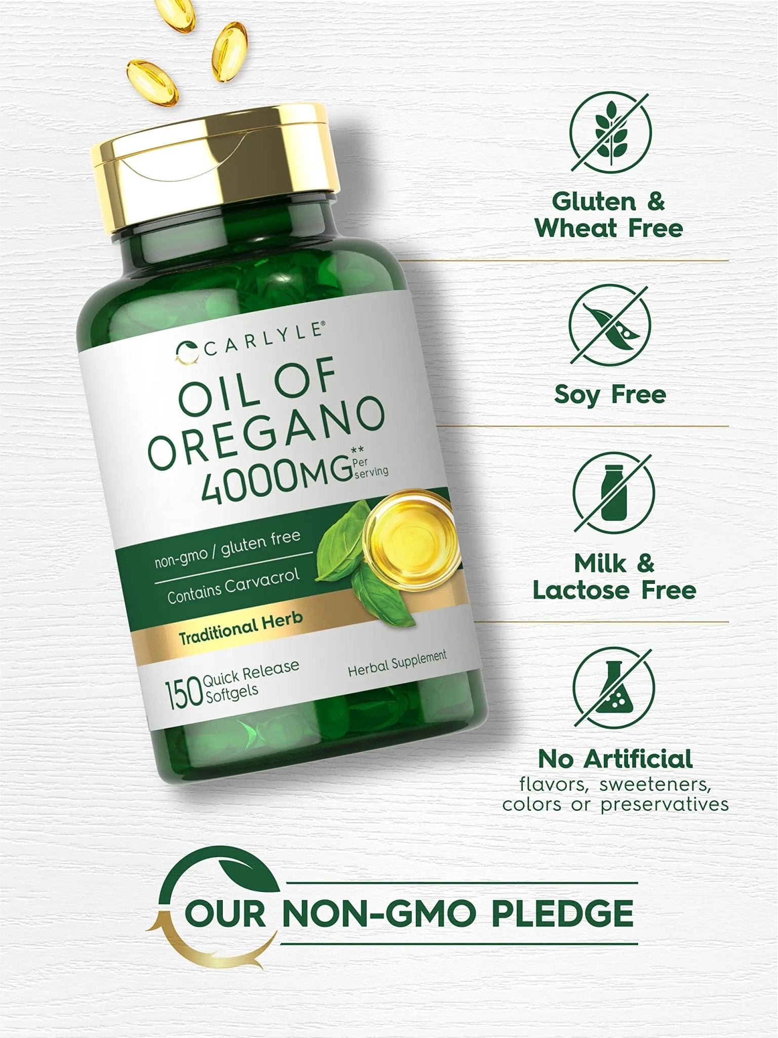 Oregano Oil Extract | Max Potency | 150 Softgel Capsules | Non-GMO and Gluten - TrustMedUSA