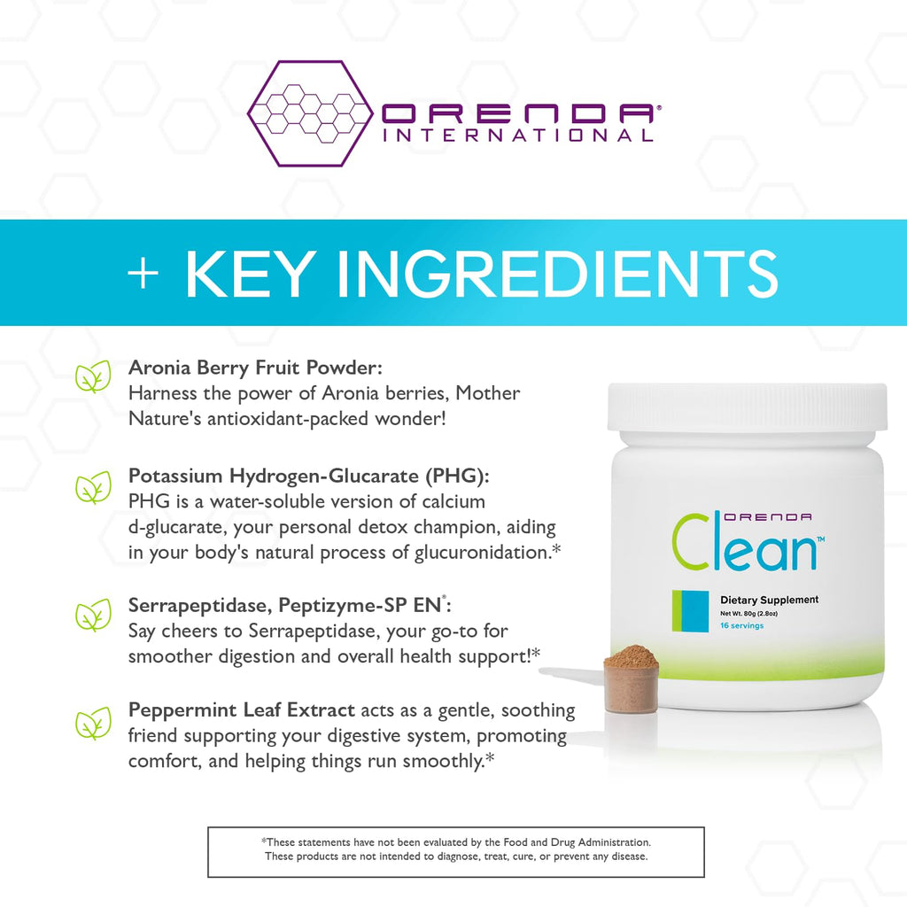 Orenda Clean - Peptizyme-SP EN, Aronia Berry, Aloe Vera and More for Digestive Support - Nutrient-Rich Supplement for Wellness - 80g, 16 Servings - TrustMedUSA