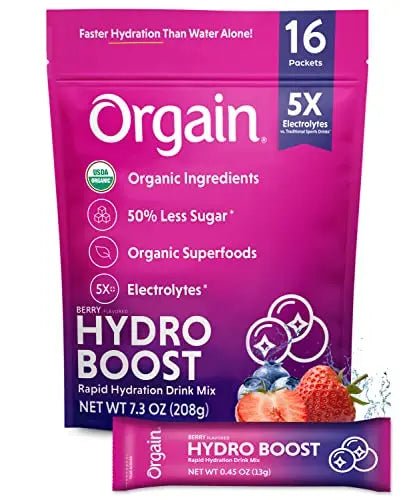 Orgain Organic Hydration Packets, Electrolytes Powder - Berry Hydro Boost - TrustMedUSA