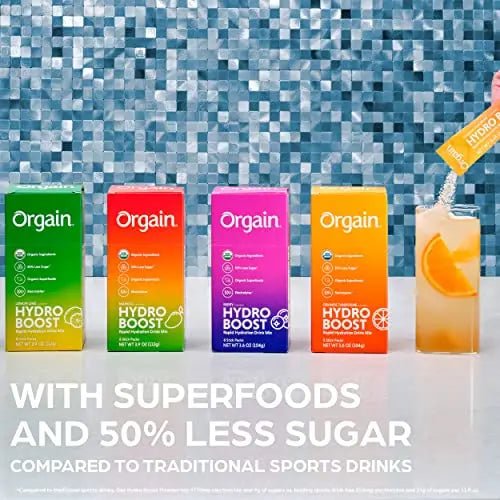 Orgain Organic Hydration Packets, Electrolytes Powder - Mango Hydro Boost with Superfoo - TrustMedUSA