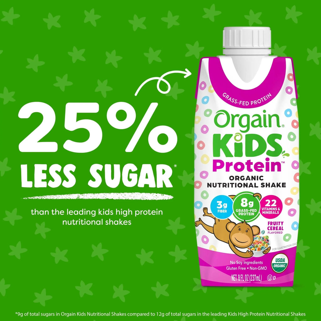 Orgain Organic Kids Nutritional Protein Shake, Fruity Cereal - Kids Snacks with 8g Dairy - TrustMedUSA