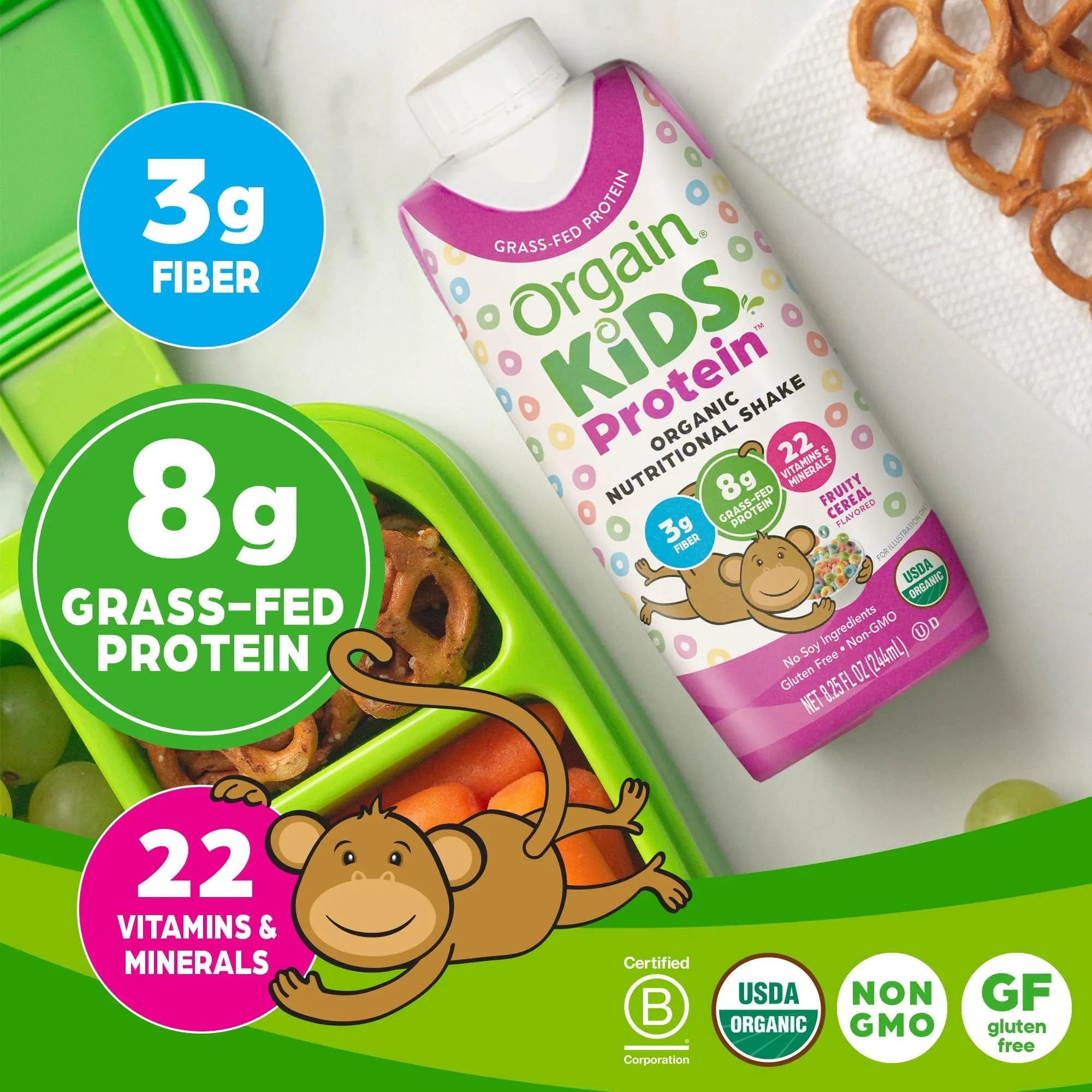 Orgain Organic Kids Nutritional Protein Shake, Fruity Cereal - Kids Snacks with 8g Dairy - TrustMedUSA