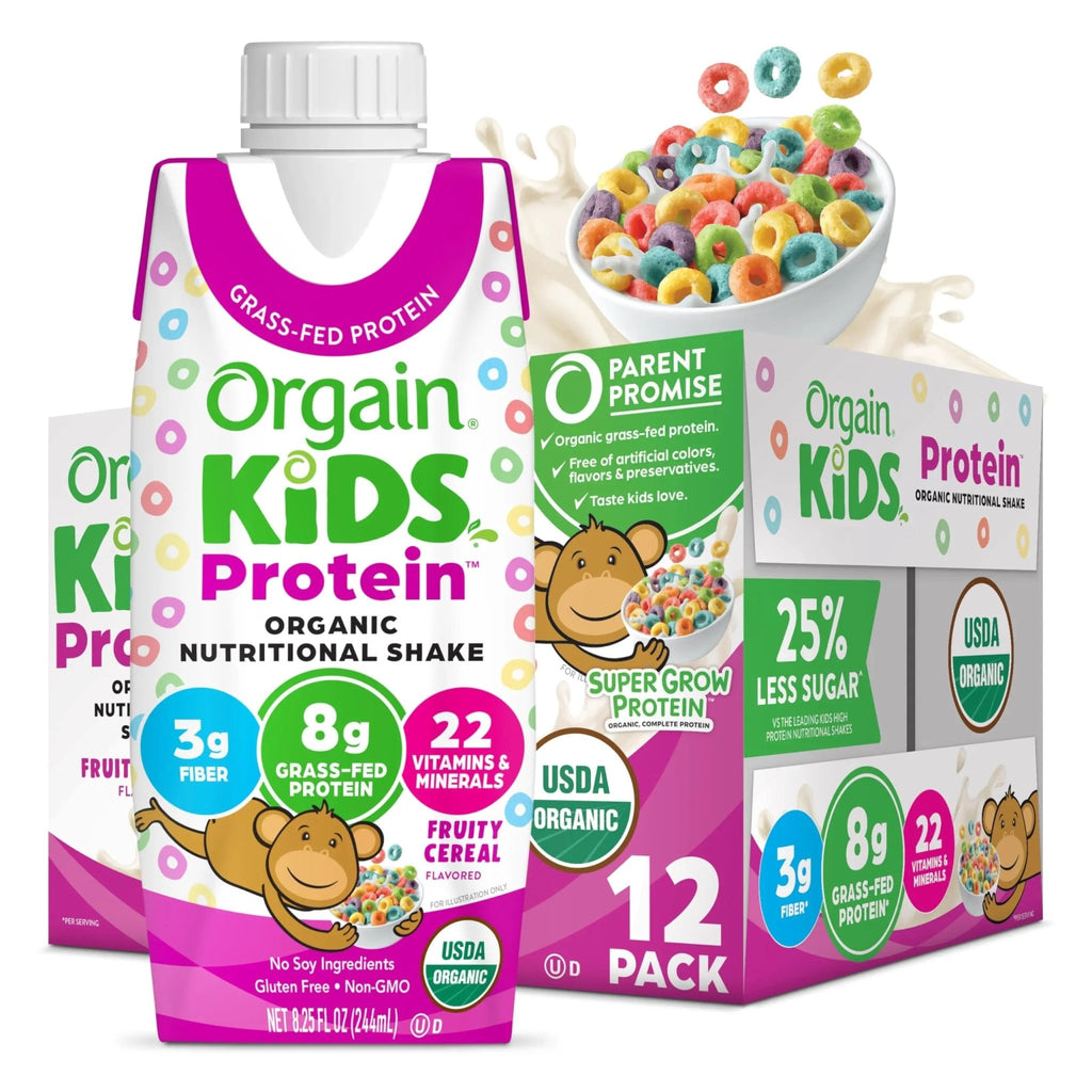 Orgain Organic Kids Nutritional Protein Shake, Fruity Cereal - Kids Snacks with 8g Dairy - TrustMedUSA
