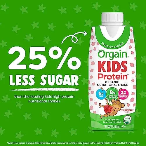 Orgain Organic Kids Nutritional Protein Shake, Strawberry - Kids Snacks with 8g Dairy - TrustMedUSA