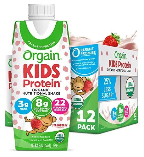 Orgain Organic Kids Nutritional Protein Shake, Strawberry - Kids Snacks with 8g Dairy - TrustMedUSA