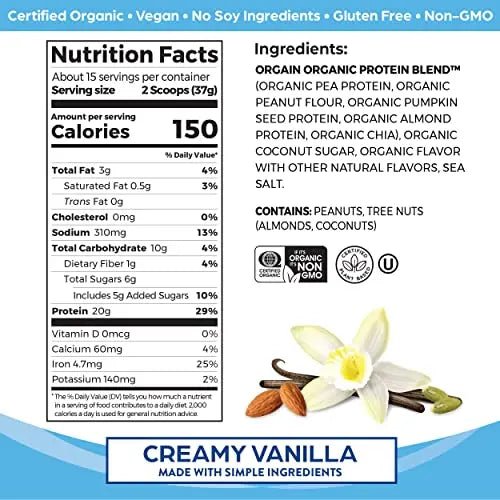 Orgain Organic Simple Vegan Protein Powder, Vanilla - 20g Plant Based Protein - TrustMedUSA