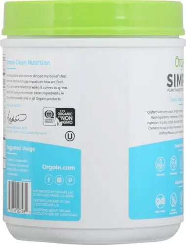 Orgain Organic Simple Vegan Protein Powder, Vanilla - 20g Plant Based Protein - TrustMedUSA