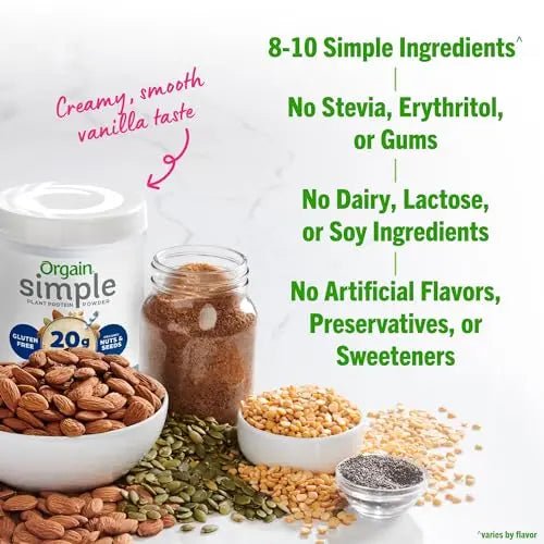 Orgain Organic Simple Vegan Protein Powder, Vanilla - 20g Plant Based Protein - TrustMedUSA