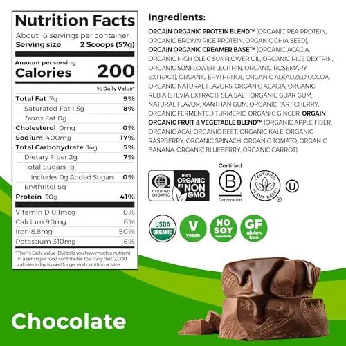 Orgain Organic Sport Vegan Protein Powder, Chocolate - 30g Plant Based Protein - TrustMedUSA