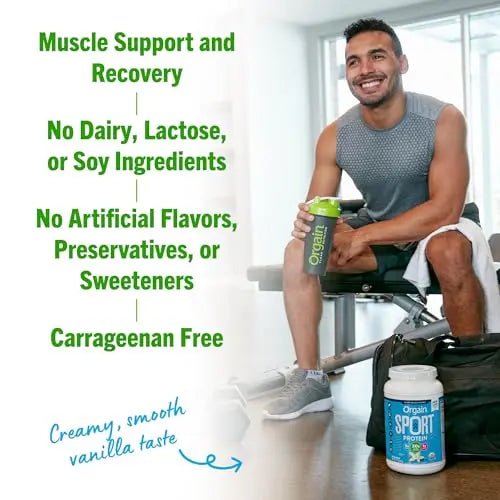 Orgain Organic Sport Vegan Protein Powder, Vanilla - 30g Plant Based Protein, For Pre-Work - TrustMedUSA