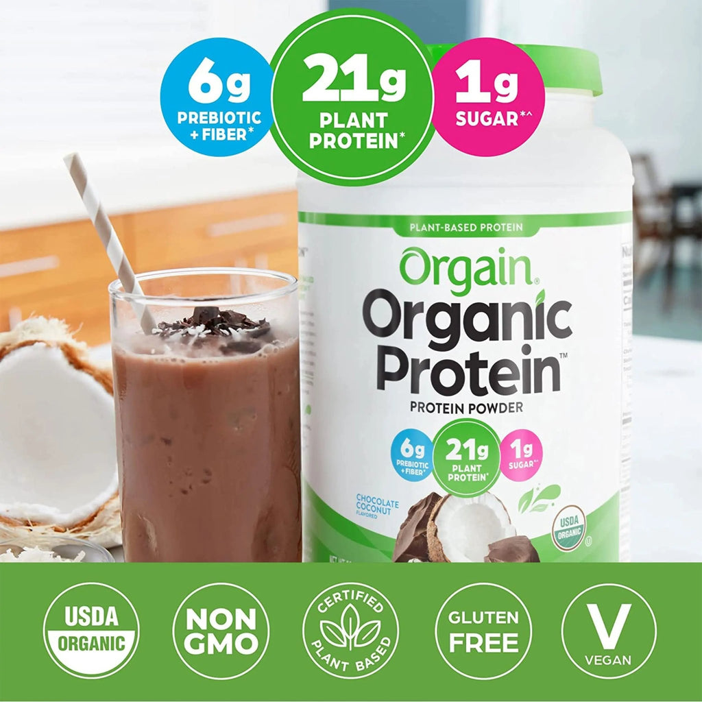 Orgain Organic Vegan Protein Powder, Chocolate Coconut - 21g of Plant Based Protein - TrustMedUSA