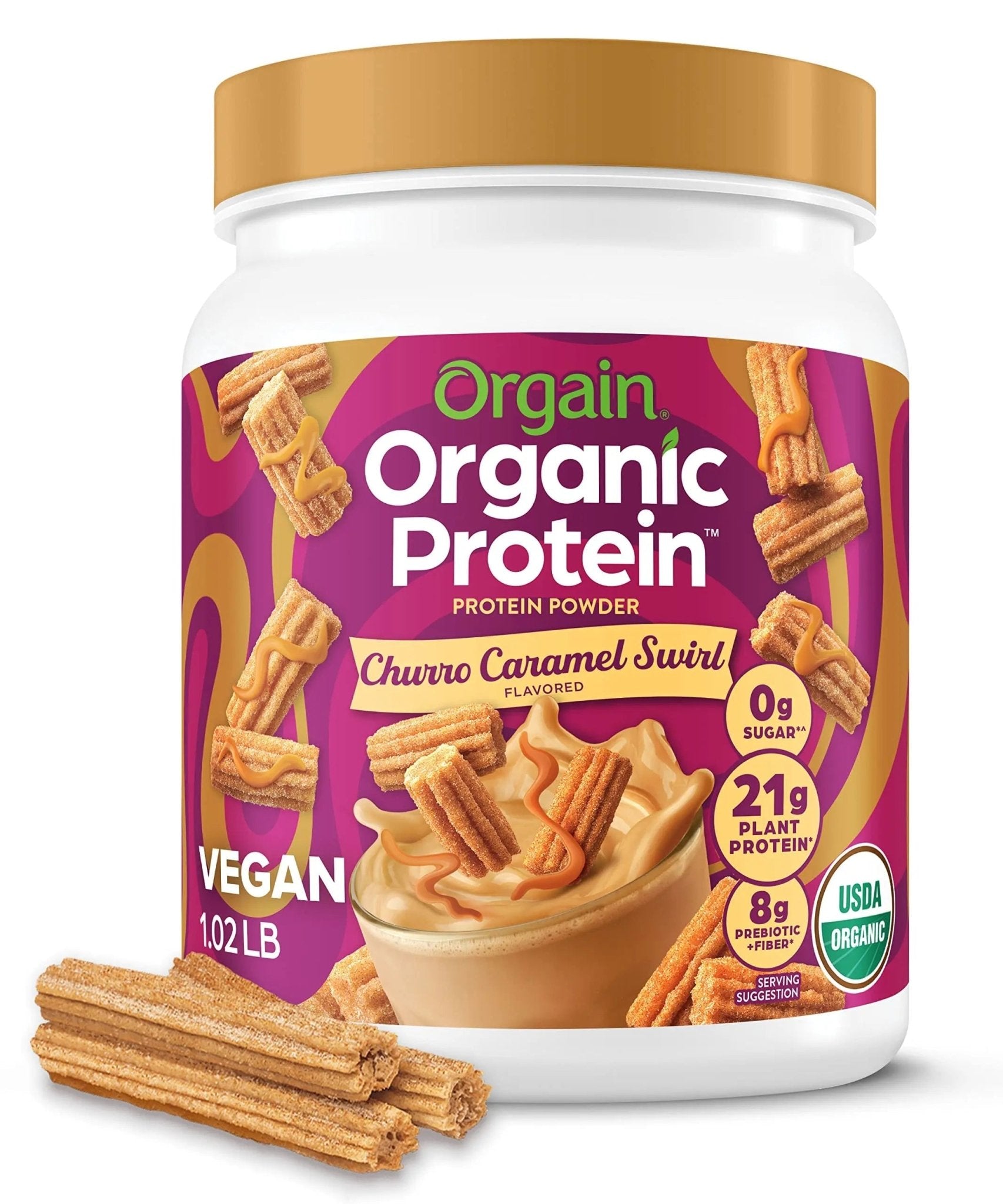 Orgain Organic Vegan Protein Powder, Churro Caramel Swirl - 21g Plant Based Protein - TrustMedUSA