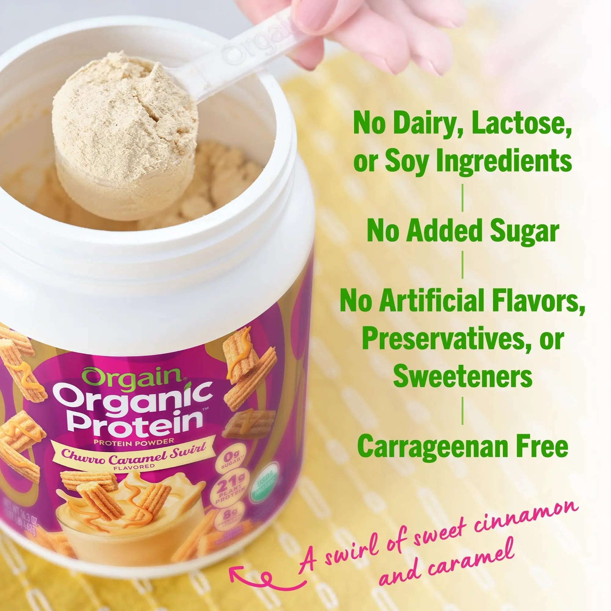 Orgain Organic Vegan Protein Powder, Churro Caramel Swirl - 21g Plant Based Protein - TrustMedUSA