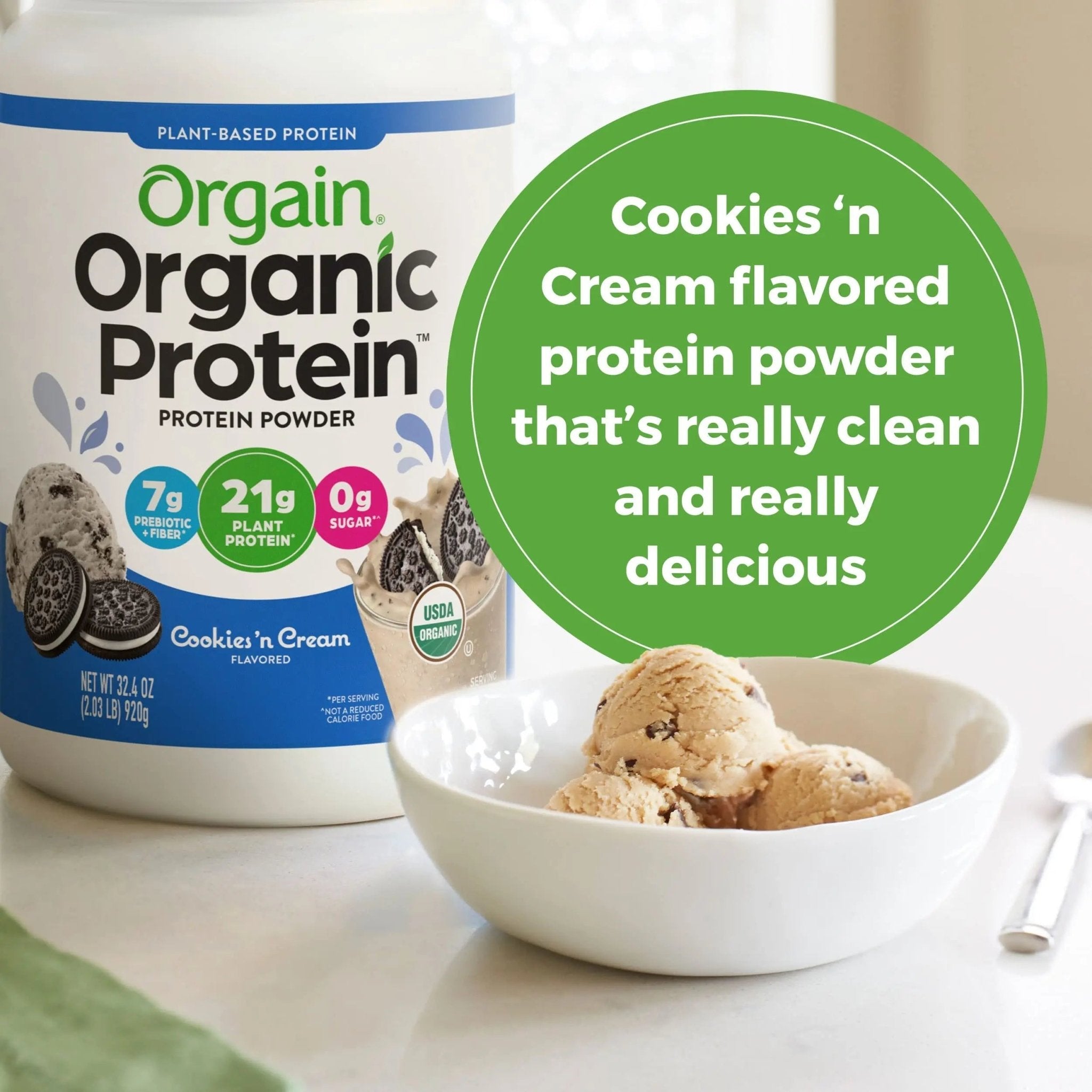 Orgain Organic Vegan Protein Powder, Cookies and Cream - 21g Plant Based Protein - TrustMedUSA