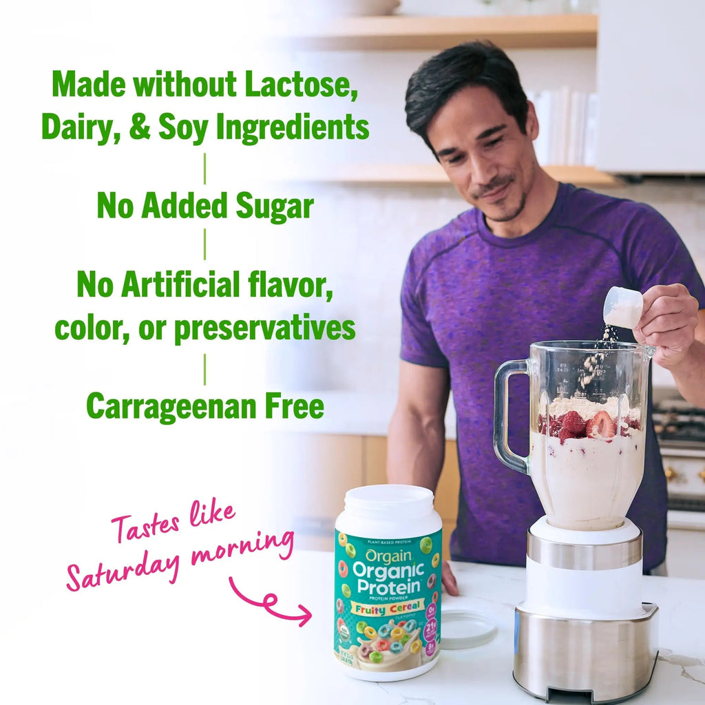 Orgain Organic Vegan Protein Powder, Fruity Cereal - 21g Plant Based Protein, Gluten Free - TrustMedUSA