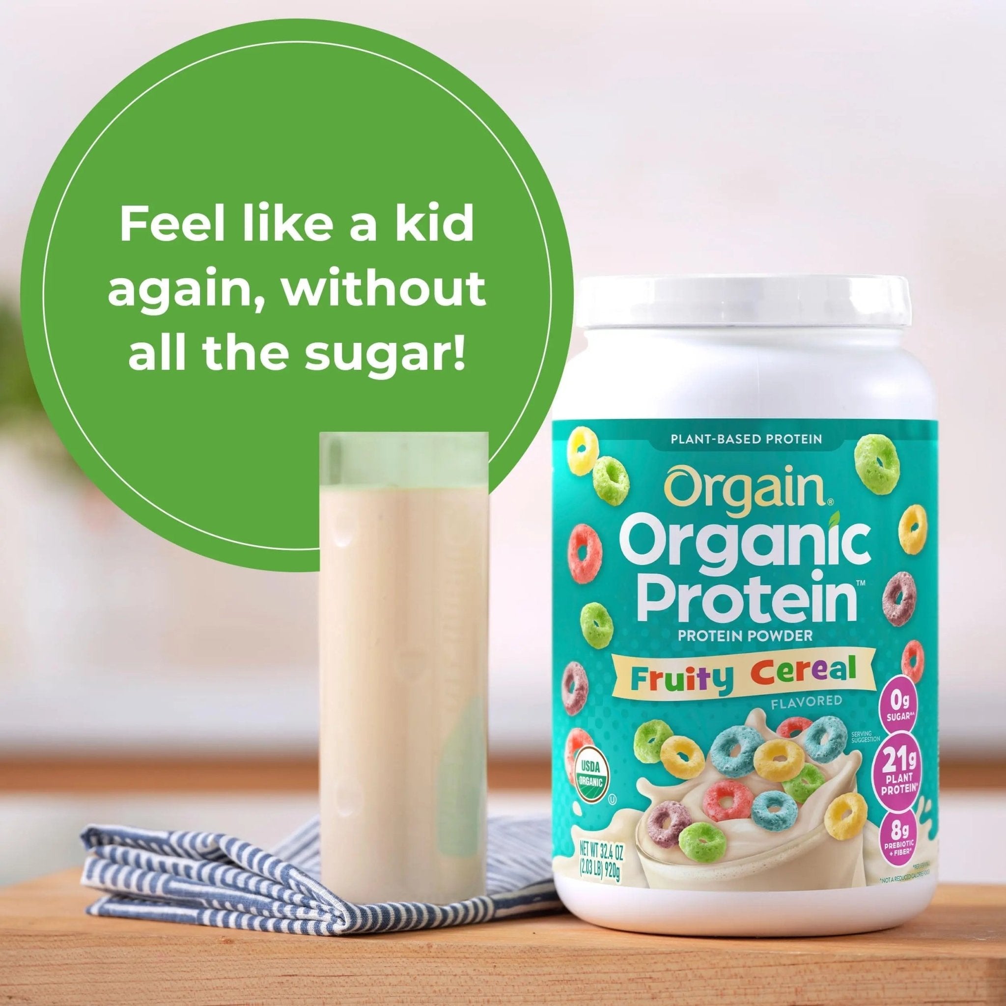 Orgain Organic Vegan Protein Powder, Fruity Cereal - 21g Plant Based Protein, Gluten Free - TrustMedUSA
