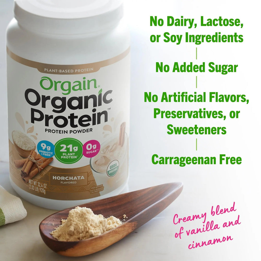 Orgain Organic Vegan Protein Powder, Horchata - 21g of Plant Based Protein, Low Net - TrustMedUSA