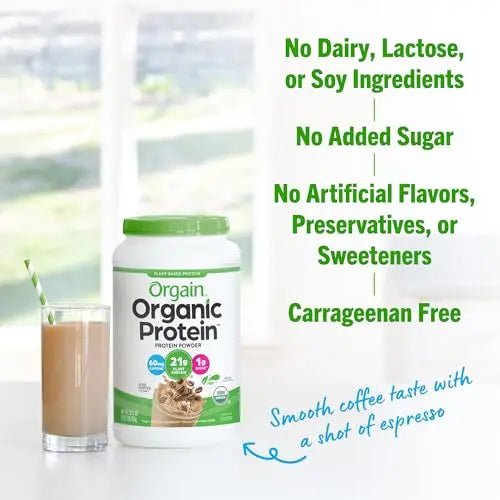 Orgain Organic Vegan Protein Powder, Iced Coffee - 21g Plant Based Protein, Gluten Free - TrustMedUSA