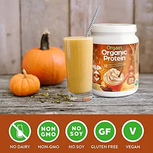 Orgain Organic Vegan Protein Powder, Pumpkin Spice - 21g of Plant Based Protein - TrustMedUSA