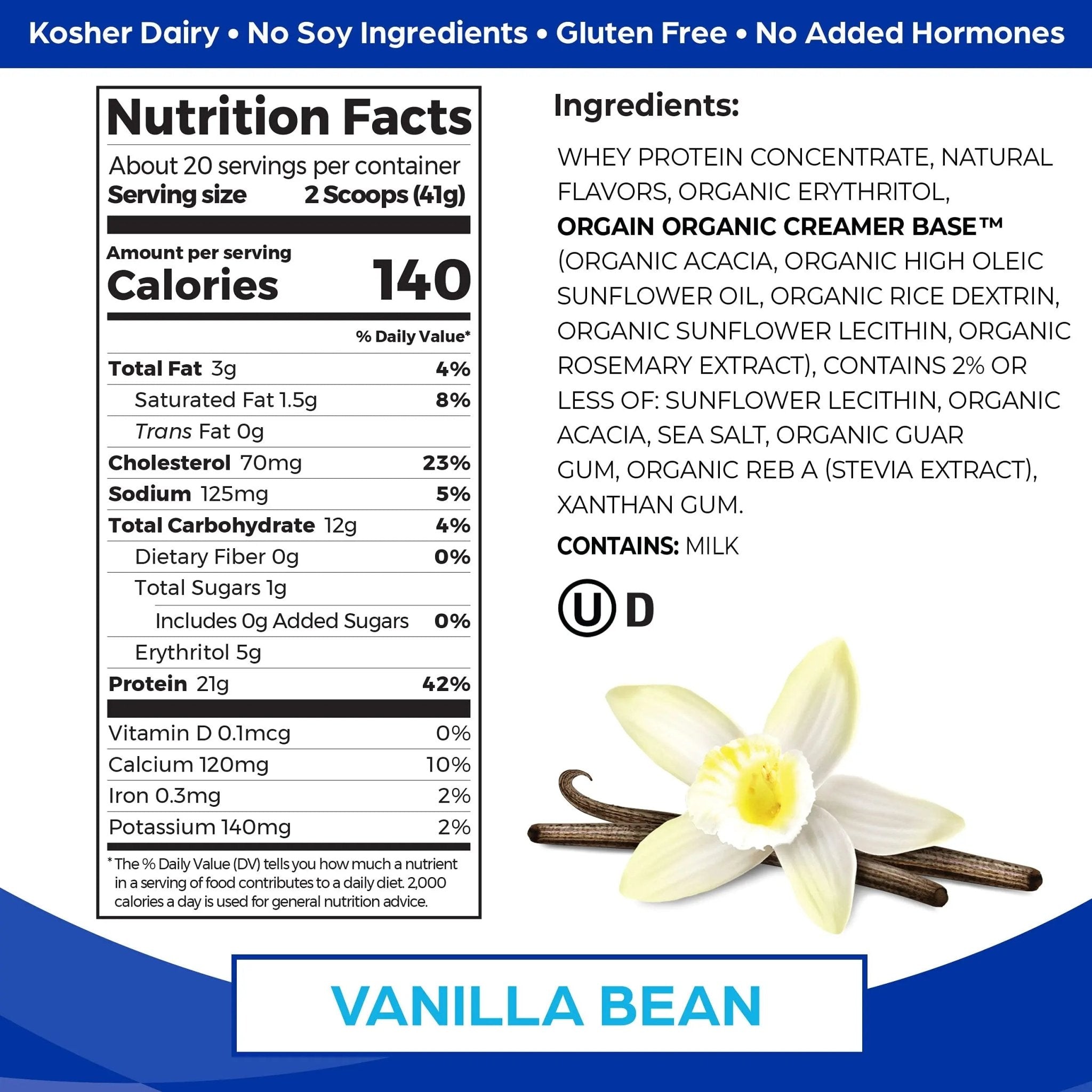 Orgain Whey Protein Powder, Vanilla Bean - 21g Grass Fed Dairy Protein, Gluten Free - TrustMedUSA