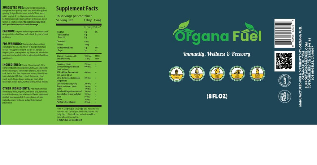 Organa Fuel 30-Day Supply: Advanced Liquid Immune Support Supplement, Supports Cellular, Gut & Organ Health, Vitamins, Minerals, Superfoods, Antioxidant. for Adults & Kids 12+ - 8 fl oz (Pack of 1) - TrustMedUSA