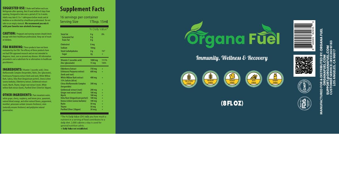 Organa Fuel 30-Day Supply: Advanced Liquid Immune Support Supplement, Supports Cellular, Gut & Organ Health, Vitamins, Minerals, Superfoods, Antioxidant. for Adults & Kids 12+ - 8 fl oz (Pack of 1) - TrustMedUSA