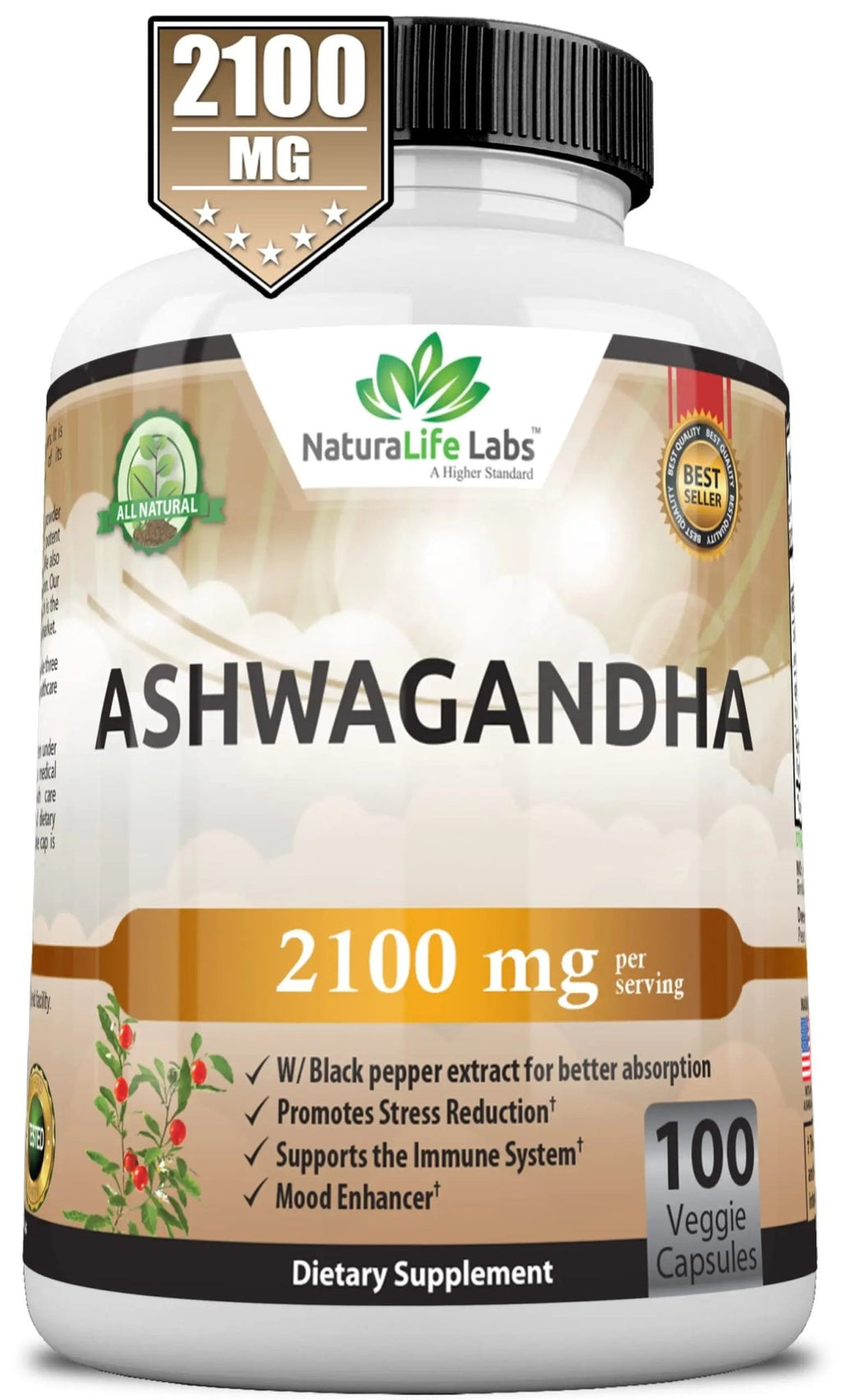 Organic Ashwagandha 2,100 mg - 100 Vegan Capsules Pure Organic Ashwagandha Powder - TrustMedUSA