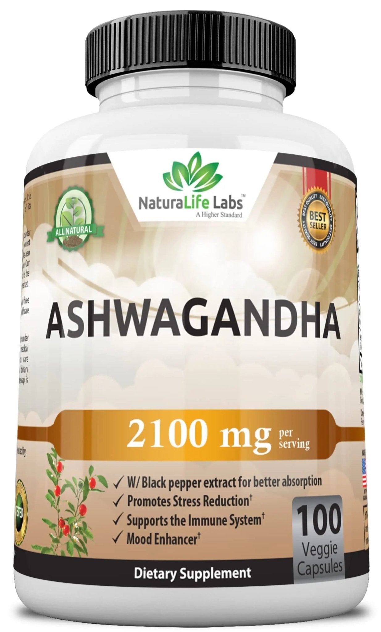 Organic Ashwagandha 2,100 mg - 100 Vegan Capsules Pure Organic Ashwagandha Powder - TrustMedUSA