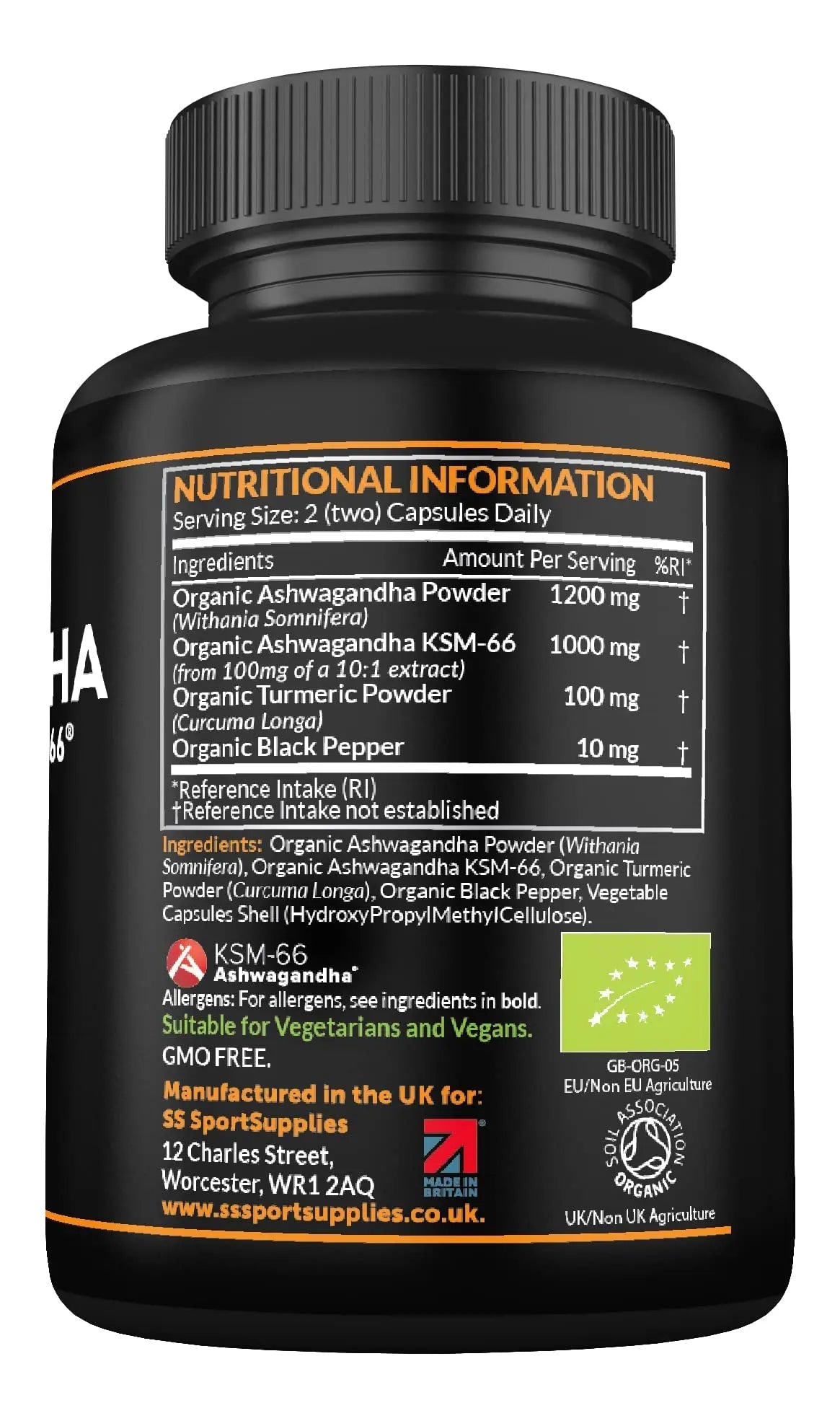 Organic Ashwagandha Capsules 1200mg Boosted with 100mg of Organic KSM-66 - TrustMedUSA