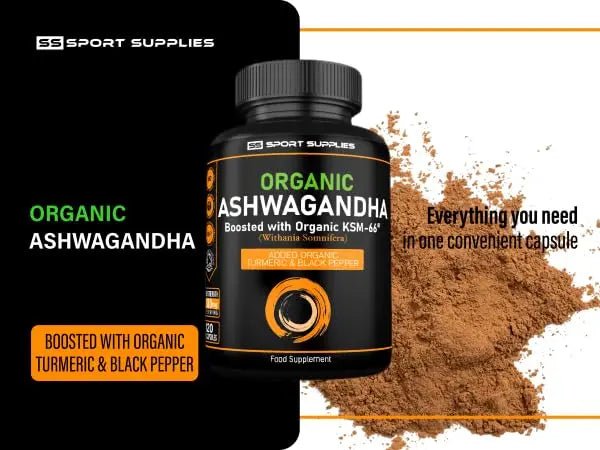 Organic Ashwagandha Capsules 1200mg Boosted with 100mg of Organic KSM-66 - TrustMedUSA