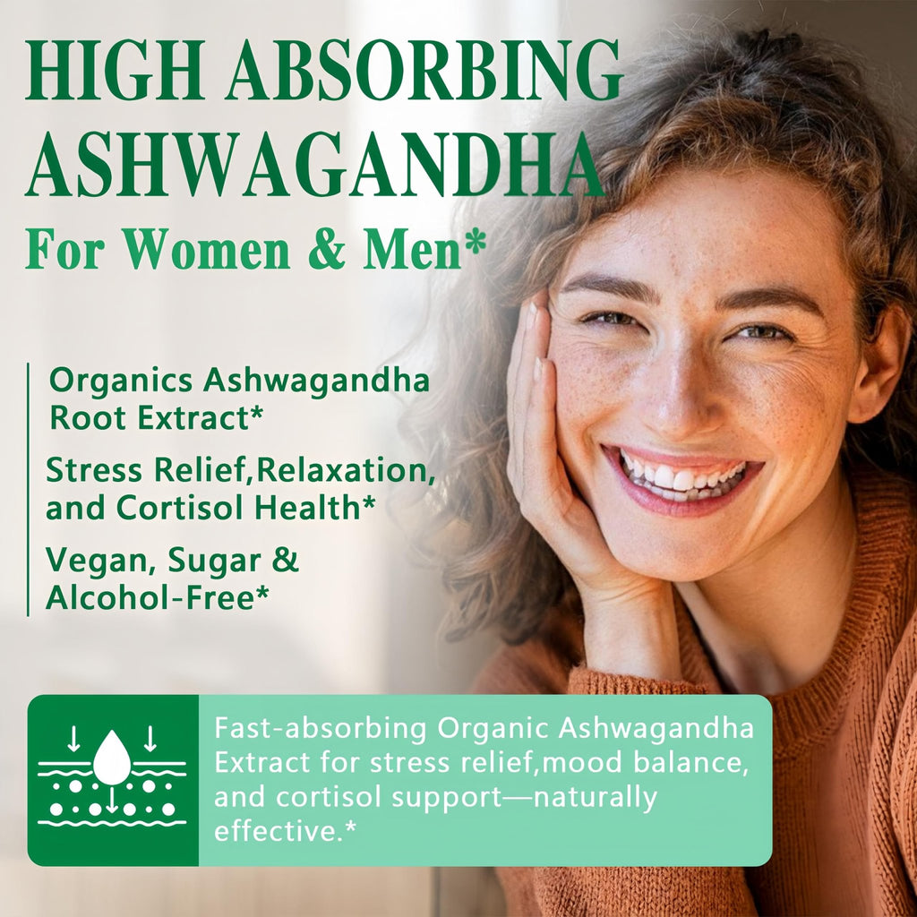 Organic Ashwagandha Drops,High Absorption Ashwagandha Extract Tincture for Stress Relief,Relaxation,Cortisol Support,Ashwagandha for Women & Men with Magnesium,L Theanine,Black Seed Oil,Vegan,Non-GMO - TrustMedUSA