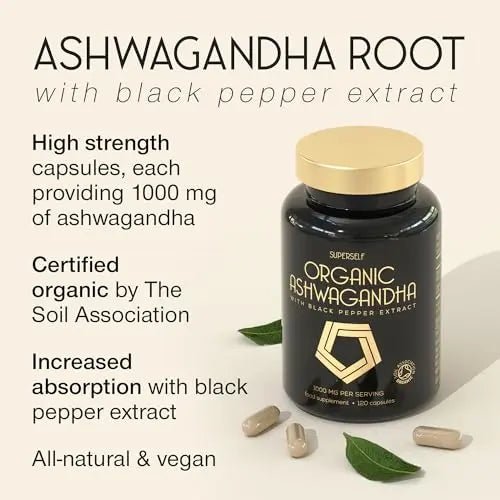Organic Ashwagandha High Strength - 1000mg Ashwagandha Capsules - Pure Ashwagand - TrustMedUSA