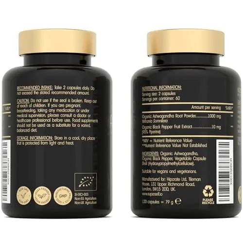 Organic Ashwagandha High Strength - 1000mg Ashwagandha Capsules - Pure Ashwagand - TrustMedUSA