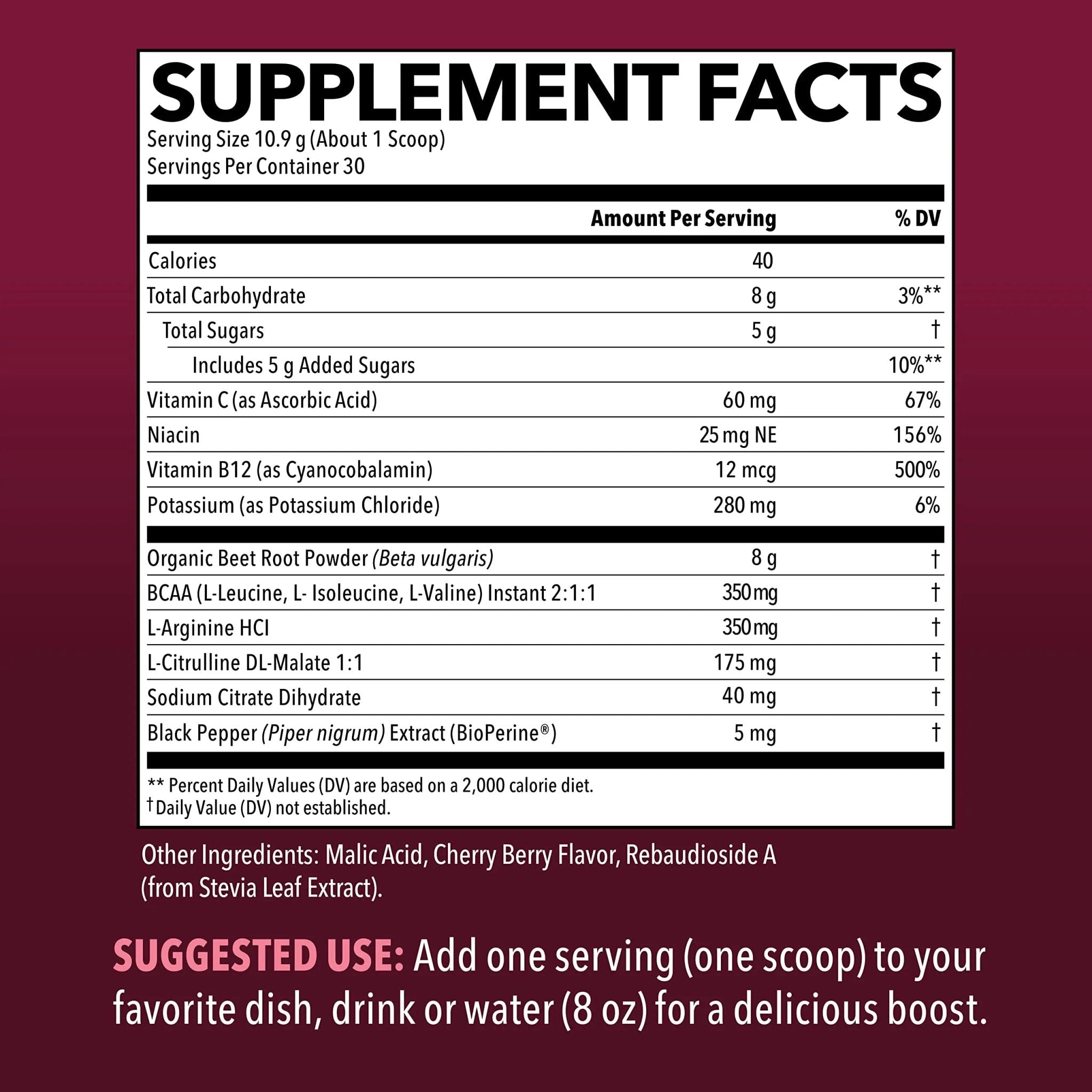 Organic Beet Root Powder with BCAA and L-Arginine for Energy and Stamina Support - TrustMedUSA