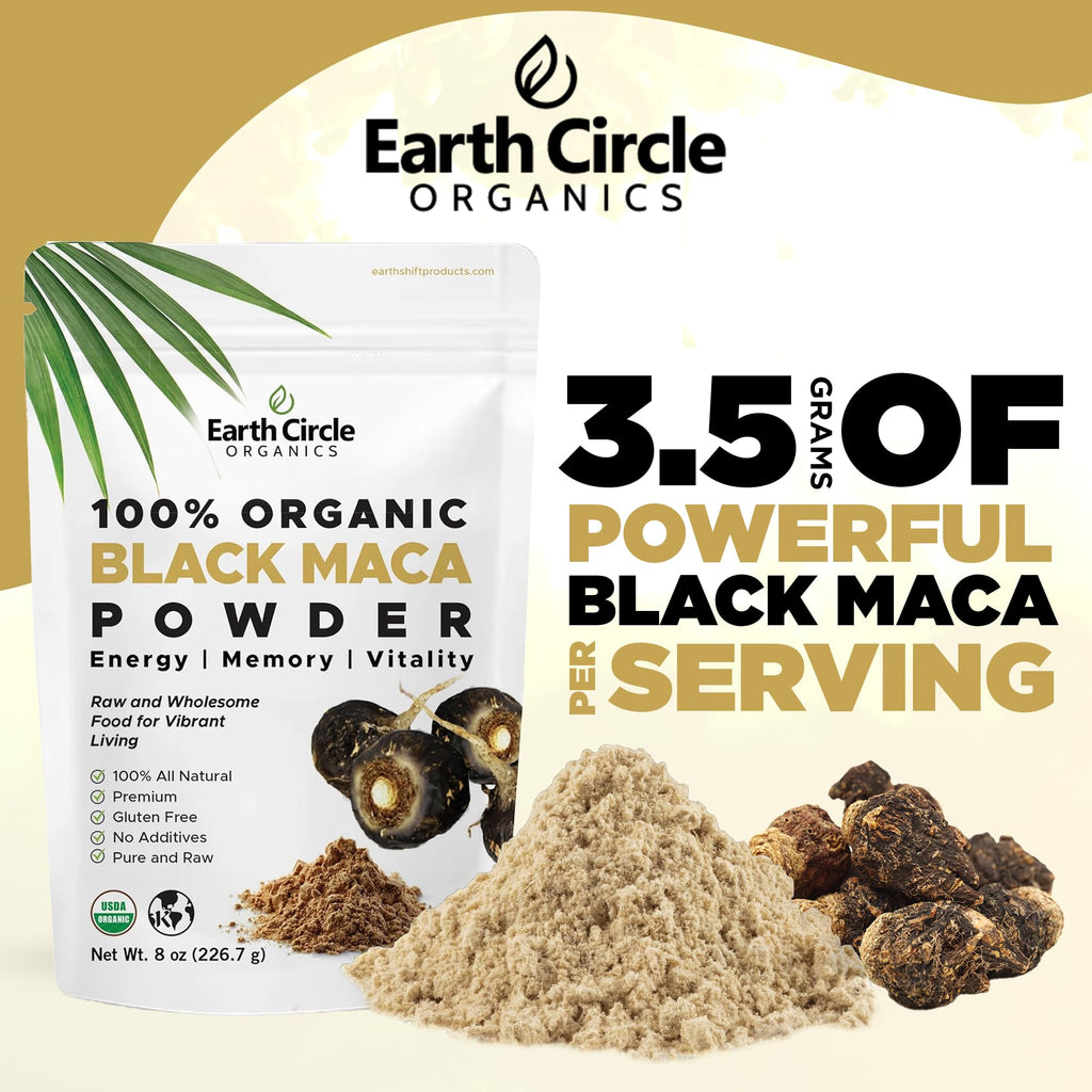 Organic Black Maca Peruvian Root Powder | Black Maca Root for Men | Natural Supplement | Essential Vitamins, Minerals & Fatty Acids Improved Energy | Immune Support (8oz, Pack of 1) - TrustMedUSA