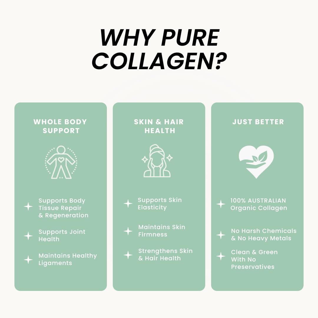 Organic Collagen Australia Pure Collagen & Spirulina Capsules – Antioxidant-Rich Supplement for Skin Elasticity, Joint Health, Metabolism Support & Energy (120 Capsules) - Maple Wellness Supplements