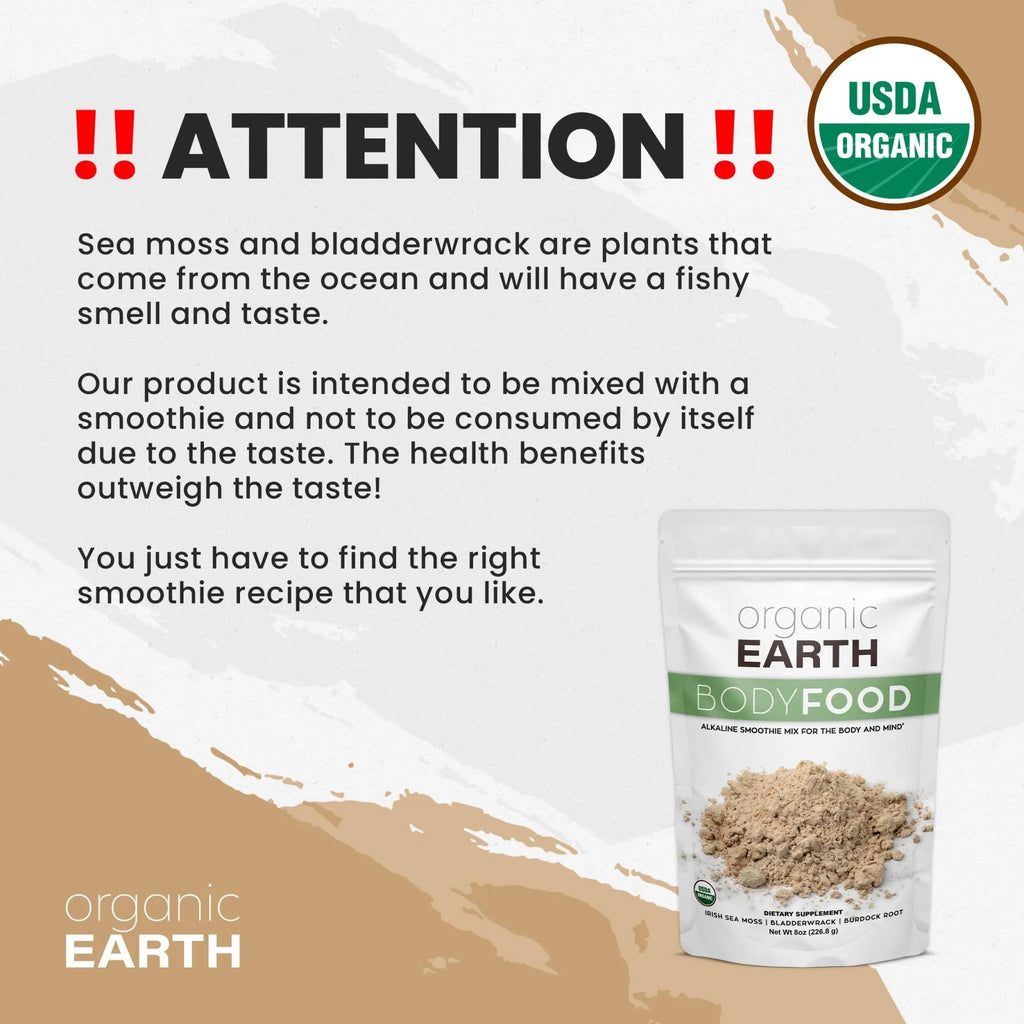 Organic Earth Irish Sea Moss Powder 8oz - Wildcrafted Sea Moss Organic with Bladderwrac - TrustMedUSA