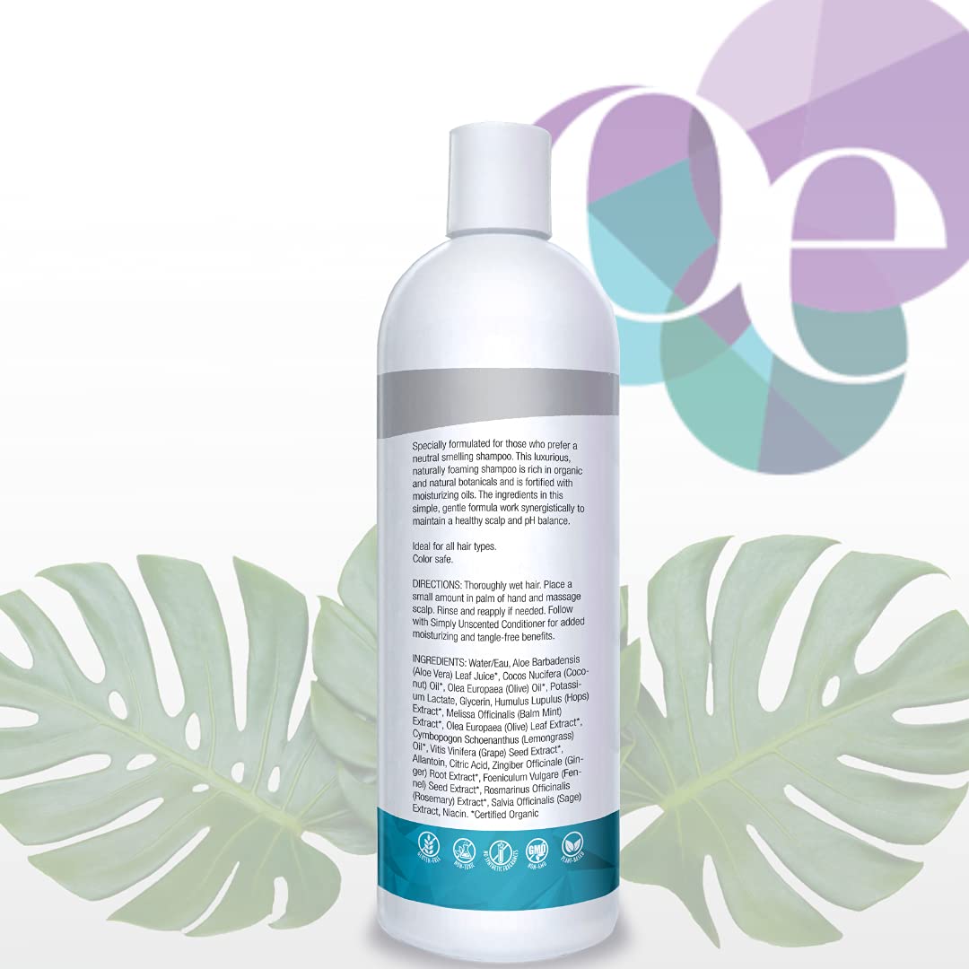 Organic Excellence All Natural Chemical-Free Shampoo | Non-Toxic, Sulfate-Free, Paraben-Free, Fragrance-Free for Men, Women, and Kids - Color-safe 16 fl oz (473 ml) - TrustMedUSA