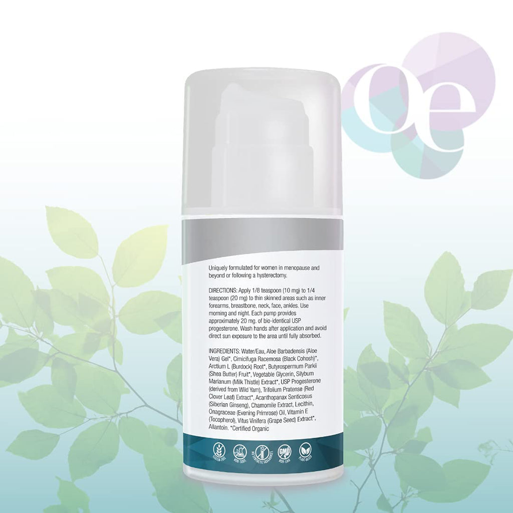 Organic Excellence Balance Plus Therapy - USP Bioidentical Organic Progesterone Cream for Women - with Phytoestrogens - for Menopause Relief and Natural Hormone Balance, 3.3 fl oz (100g) - TrustMedUSA