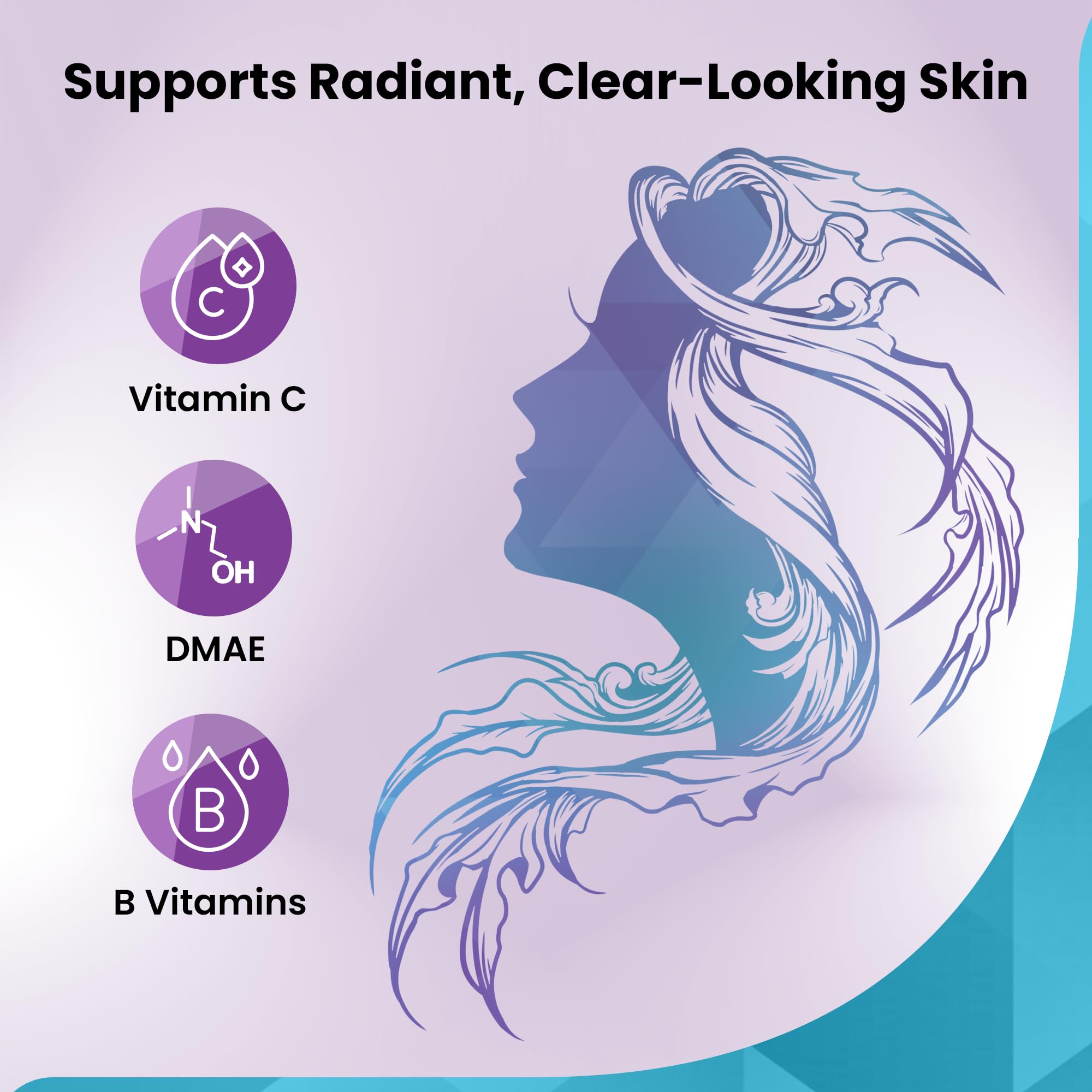Organic Excellence Hair, Skin and Nails Vitamins for Women & Men – Biotin Supplement 5000 mcg– Hyaluronic Acid - Supports Healthy Hair Growth, Radiant Skin & Strong Nails, 3 Month Supply (90 Tablets) - TrustMedUSA