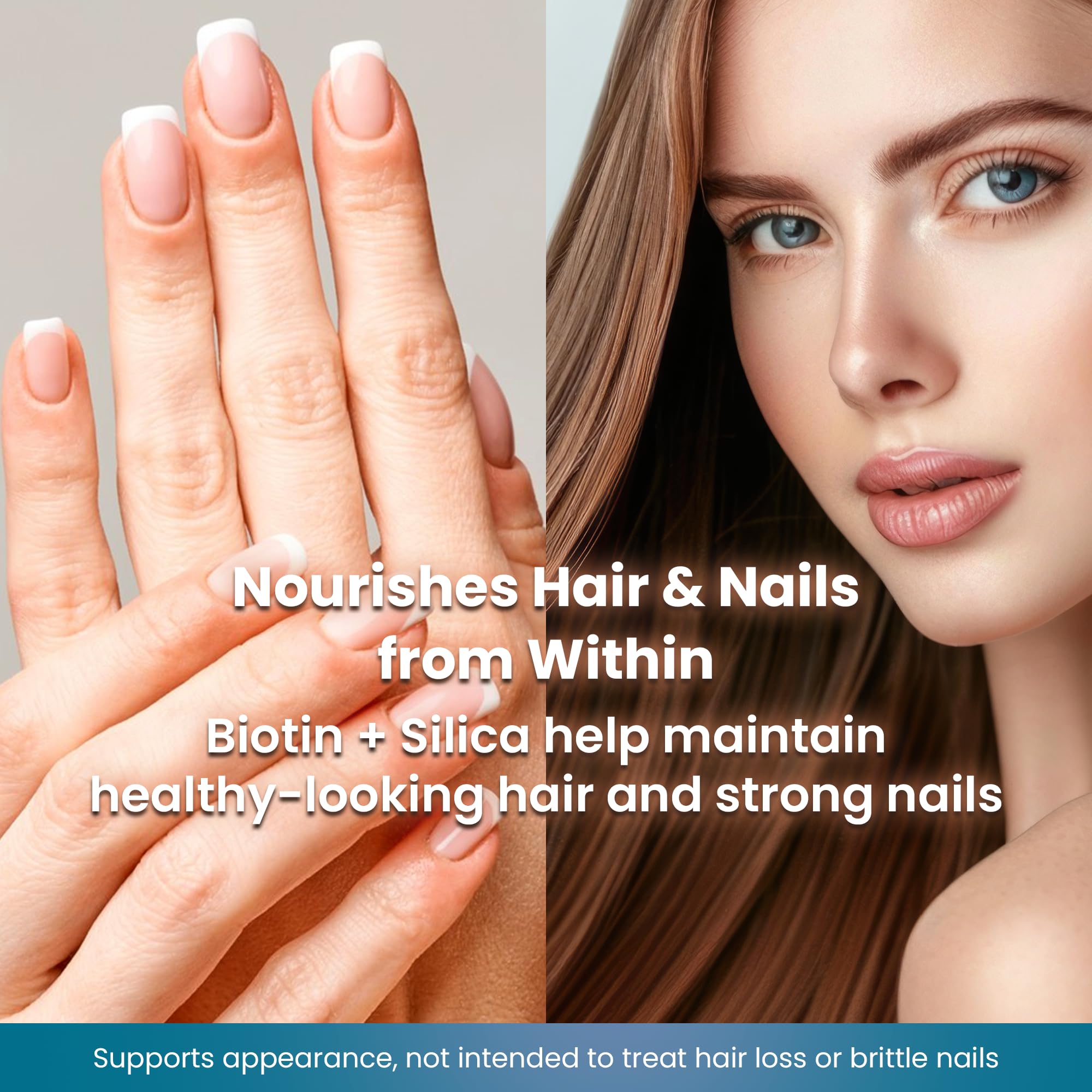 Organic Excellence Hair, Skin and Nails Vitamins for Women & Men – Biotin Supplement 5000 mcg– Hyaluronic Acid - Supports Healthy Hair Growth, Radiant Skin & Strong Nails, 3 Month Supply (90 Tablets) - TrustMedUSA