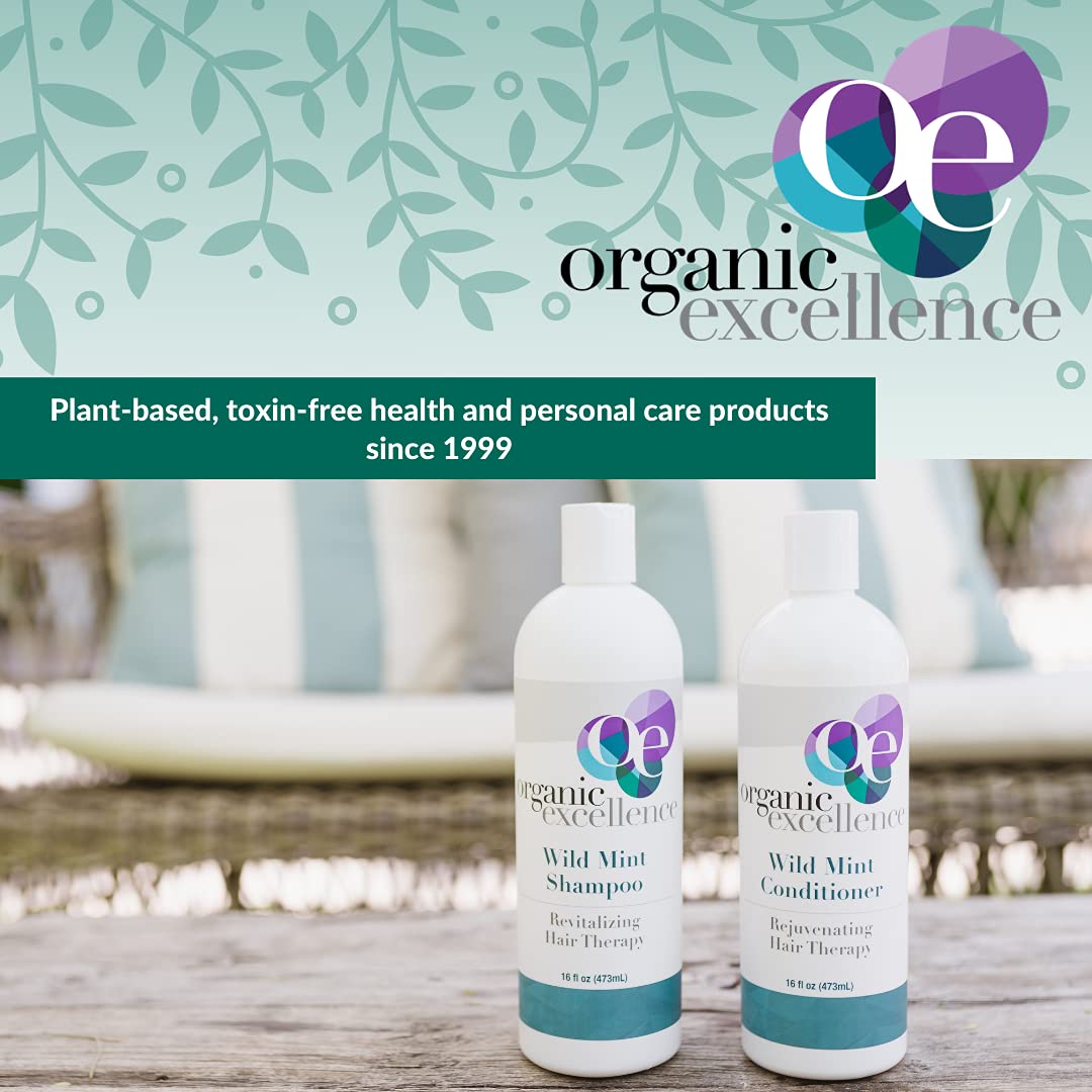 Organic Excellence Natural Organic Shampoo, Wild Mint & Rosemary, Chemical Free, Plant-Based, Toxin-Free, Cruelty-Free, Certified Herbs & Oils For Healthy Full-Bodied Hair 16 fl. oz - TrustMedUSA