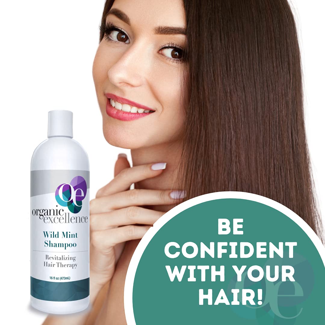 Organic Excellence Natural Organic Shampoo, Wild Mint & Rosemary, Chemical Free, Plant-Based, Toxin-Free, Cruelty-Free, Certified Herbs & Oils For Healthy Full-Bodied Hair 16 fl. oz - TrustMedUSA